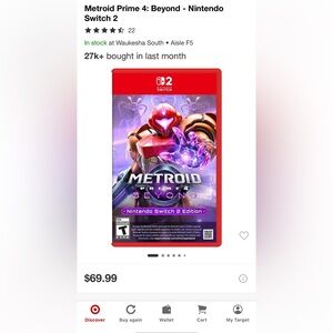 NEW IN PACKAGE-Nintendo Switch Metroid Prime 4 Beyond - Red and Purple Edition
